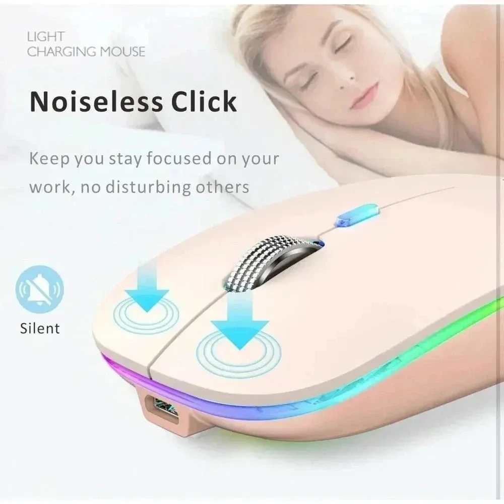 LED Wireless Mouse G12 Slim Rechargeable Silent Mouse 2.4G Portable Optical‎